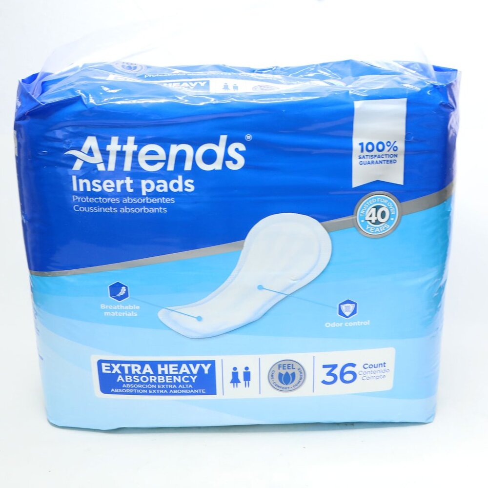Attends Insert Pads Extra Heavy Absorbency Incontinence Post-Partum 36ct NEW